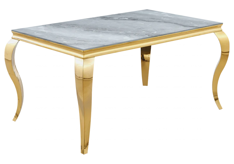 Table à manger rectangulaire marbre gris or - Neo