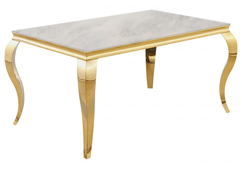 Table à manger rectangulaire marbre beige or - Neo