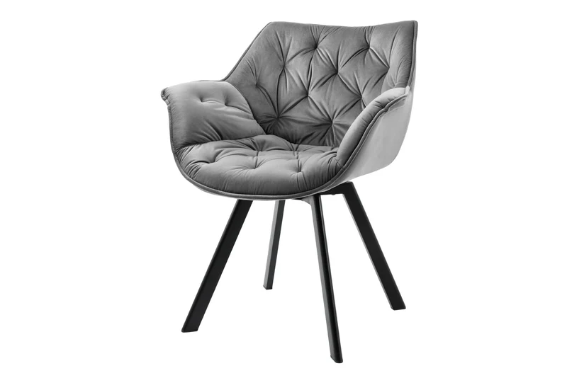 Fauteuil pivotant THE DUTCH COMFORT velours gris avec accoudoirs Design moderne