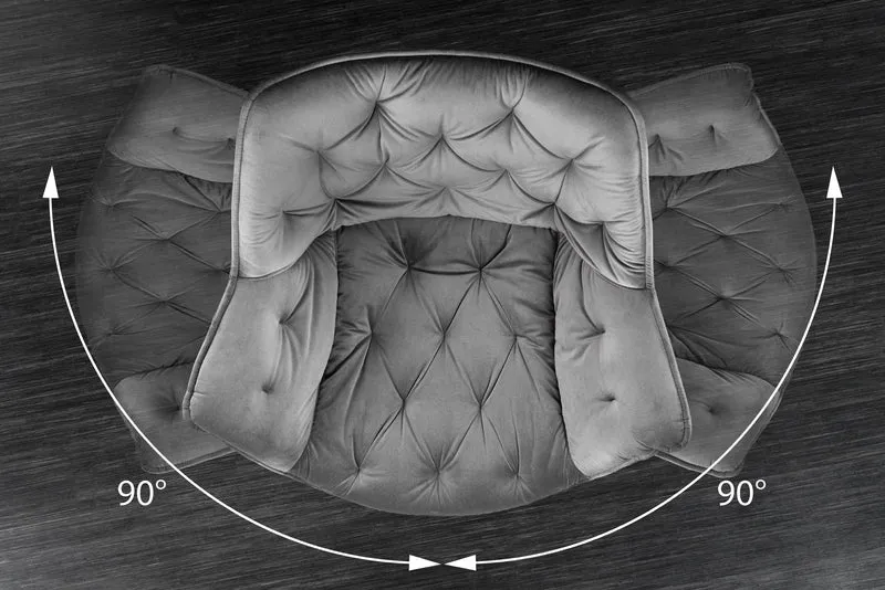 Fauteuil pivotant THE DUTCH COMFORT velours gris avec accoudoirs Design moderne