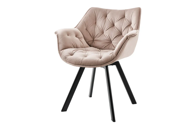 Fauteuil pivotant THE DUTCH COMFORT en velours grège avec accoudoirs Design moderne