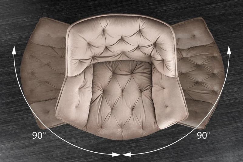 Fauteuil pivotant THE DUTCH COMFORT en velours grège avec accoudoirs Design moderne