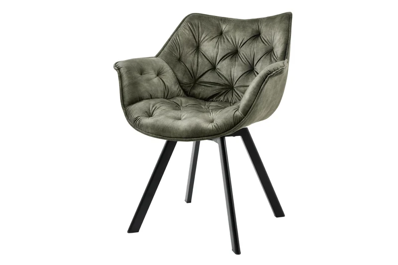 Fauteuil pivotant THE DUTCH COMFORT velours vert foncé avec accoudoirs Design moderne