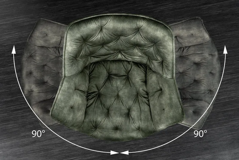 Fauteuil pivotant THE DUTCH COMFORT velours vert foncé avec accoudoirs Design moderne