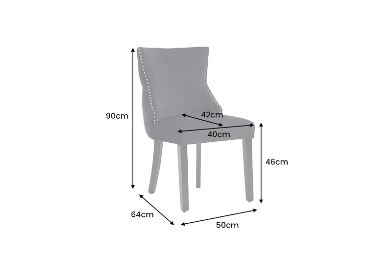 Lot de 2x fauteuils Chesterfield CASTLE DELUXE en velours gris avec rivets tête de lion