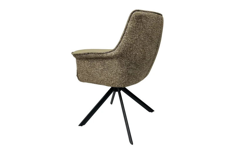 Lot de 2x fauteuils pivotant LE GRAND cuir véritable taupe tissu texturé structure métal noir