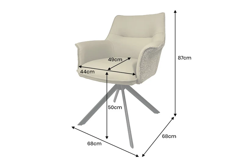 Lot de 2x fauteuils pivotant LE GRAND cuir véritable taupe tissu texturé structure métal noir