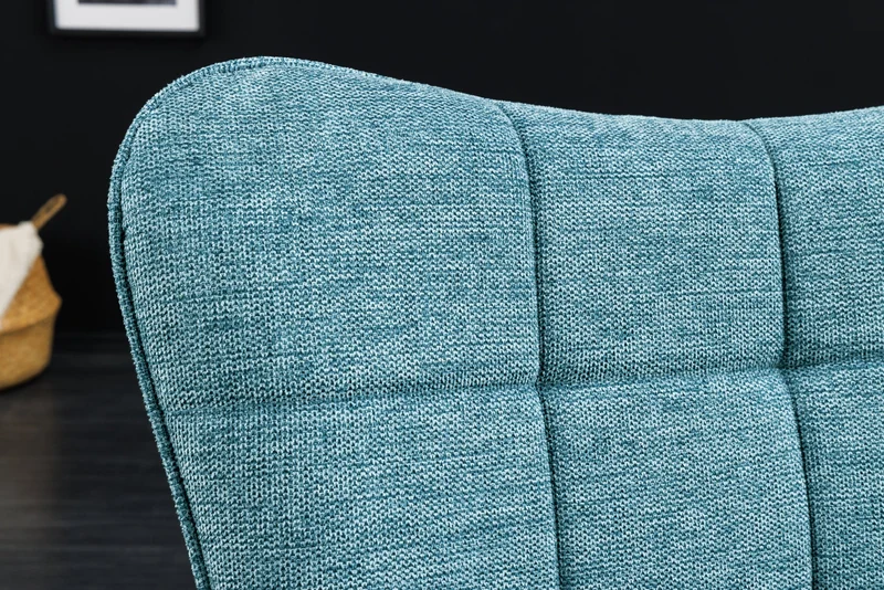 Fauteuil moderne SCANDINAVIA tissu texturé bleu pieds en bois massif avec accoudoirs