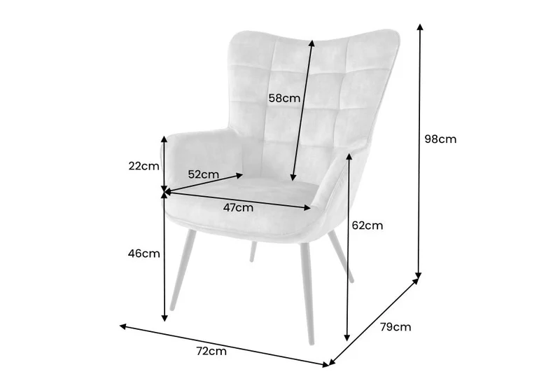 Fauteuil moderne SCANDINAVIA tissu texturé bleu pieds en bois massif avec accoudoirs