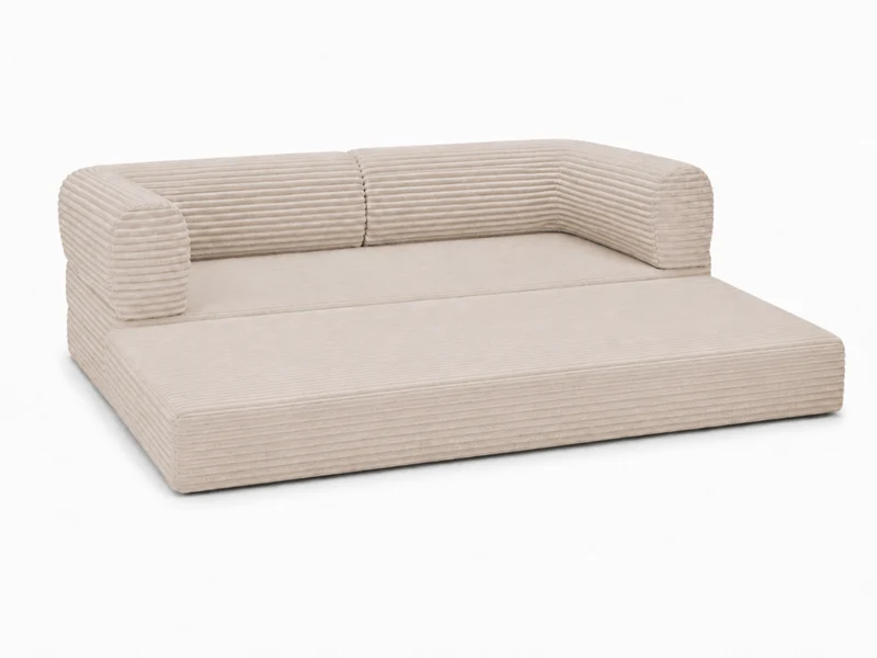 Canapé 3 places convertible Victor Hugo 200 cm en velours côtelé épais beige