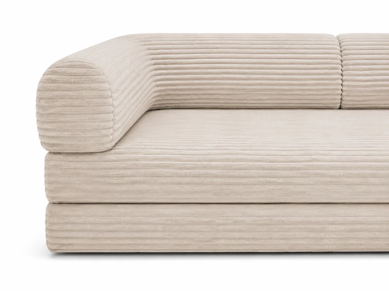 Canapé 3 places convertible Victor Hugo 200 cm en velours côtelé épais beige
