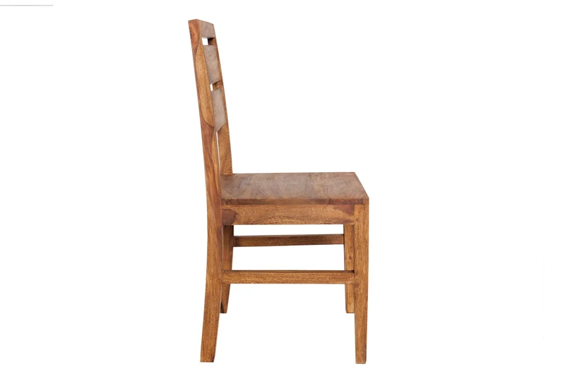 Lot de 2x chaises solide PURE marron Sheesham bois massif finition pierre grain unique