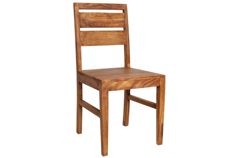 Lot de 2x chaises solide PURE marron Sheesham bois massif finition pierre grain unique