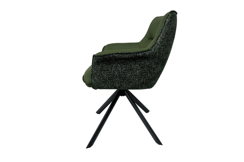 Lot de 2x fauteuils pivotant LE GRAND cuir véritable vert tissu texturé structure métal noir