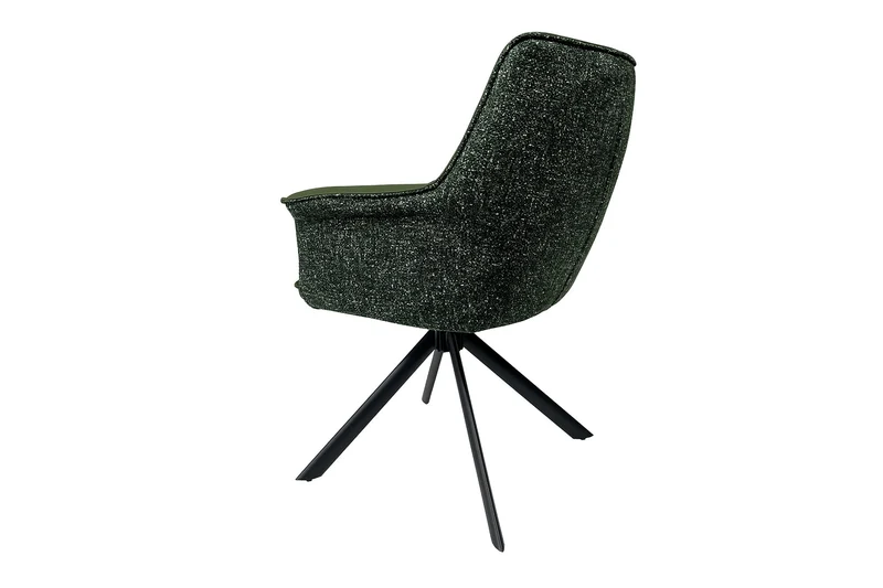 Lot de 2x fauteuils pivotant LE GRAND cuir véritable vert tissu texturé structure métal noir