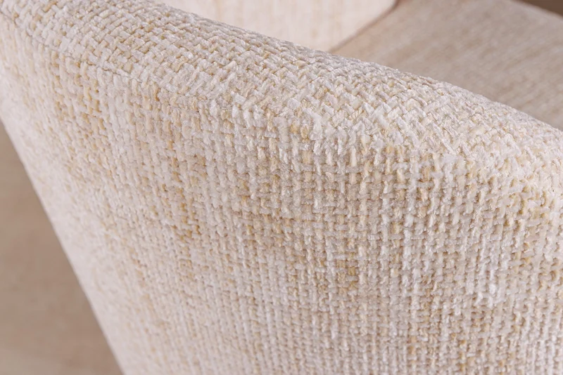 Lot de 2x fauteuils avec accoudoirs EXTRAVAGANCIA tissu chenille beige métal doré champagne brossé