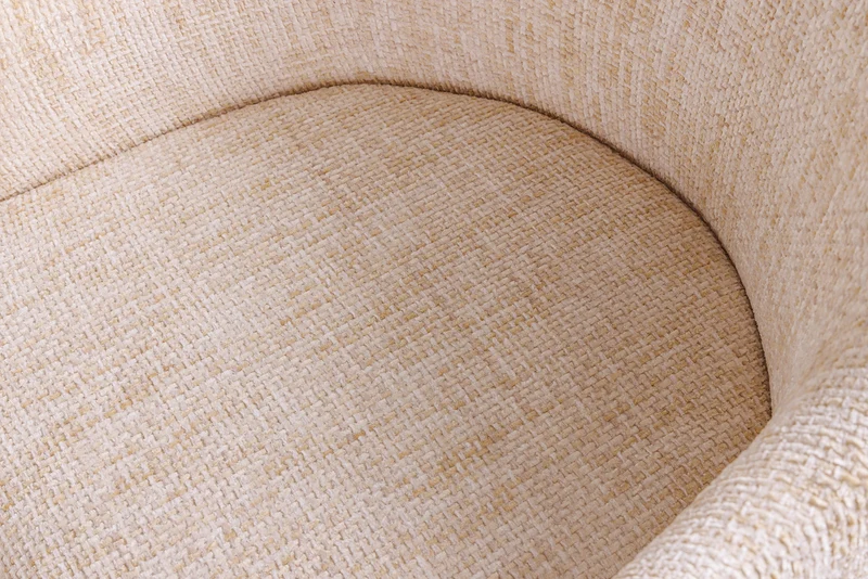 Lot de 2x fauteuils avec accoudoirs EXTRAVAGANCIA tissu chenille beige métal doré champagne brossé