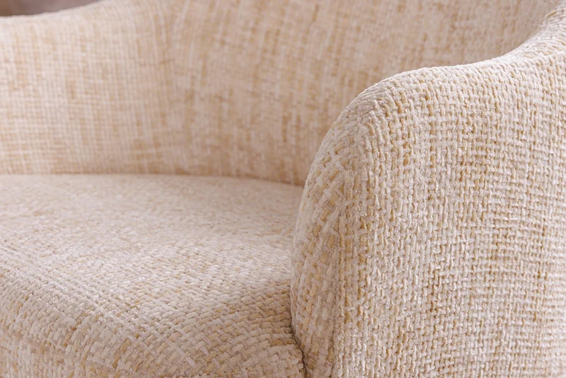 Lot de 2x fauteuils avec accoudoirs EXTRAVAGANCIA tissu chenille beige métal doré champagne brossé