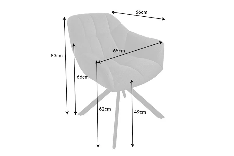 Lot de 2x fauteuils pivotant PAPILLON en tissu texturé anthracite avec accoudoirs, coutures décoratives, structure noire