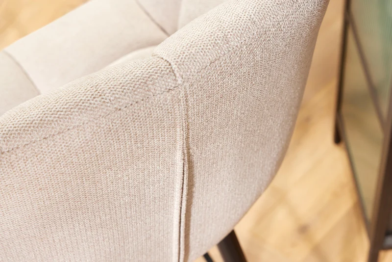 Tabouret de bar pivotant PAPILLON chaise de bar beige champagne avec dossier pieds en métal noir