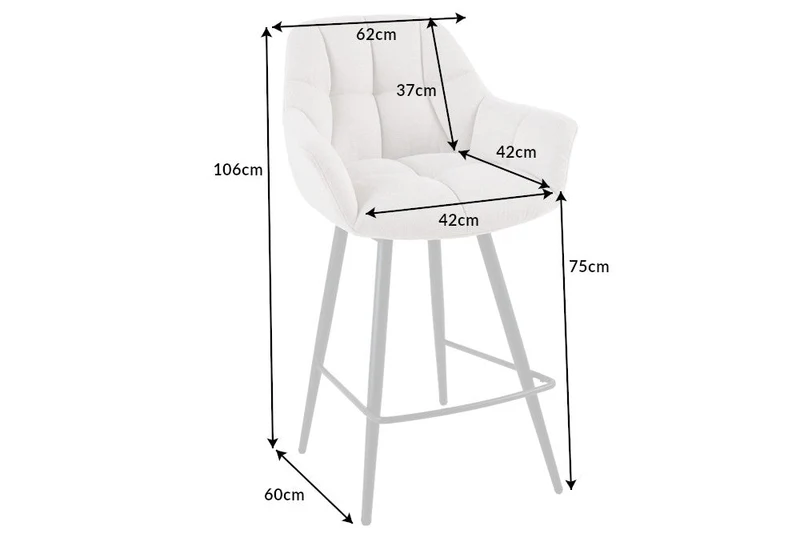Tabouret de bar pivotant PAPILLON chaise de bar beige champagne avec dossier pieds en métal noir
