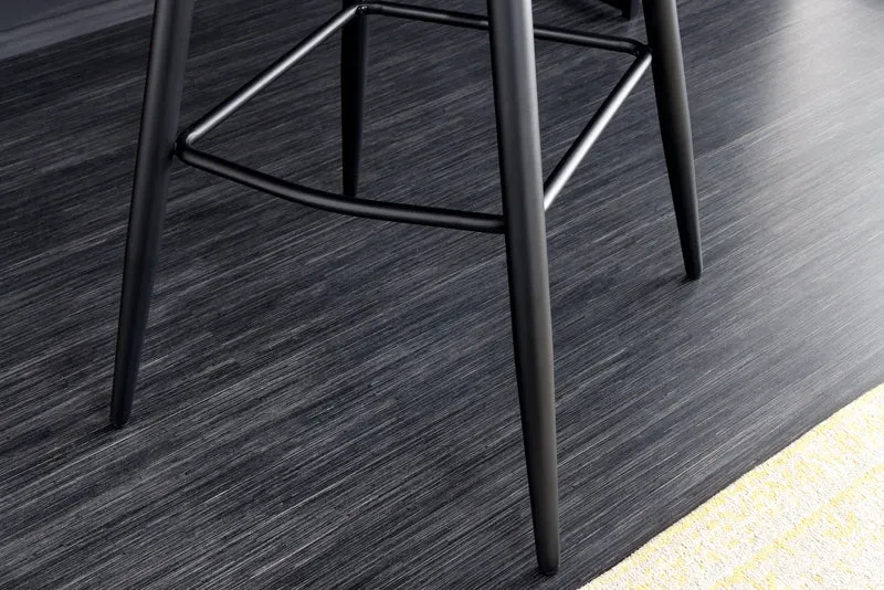Tabouret de bar design EUPHORIA velours vert foncé pieds en métal noir chaise de bar avec dossier
