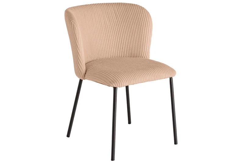Lot de 2x chaises design LYON velours côtelé rose pieds métal noir