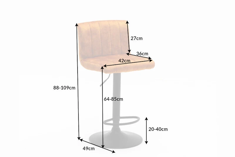 Tabouret de bar pivotant PORTLAND chaise de bar en velours jaune moutarde avec dossier réglable en hauteur