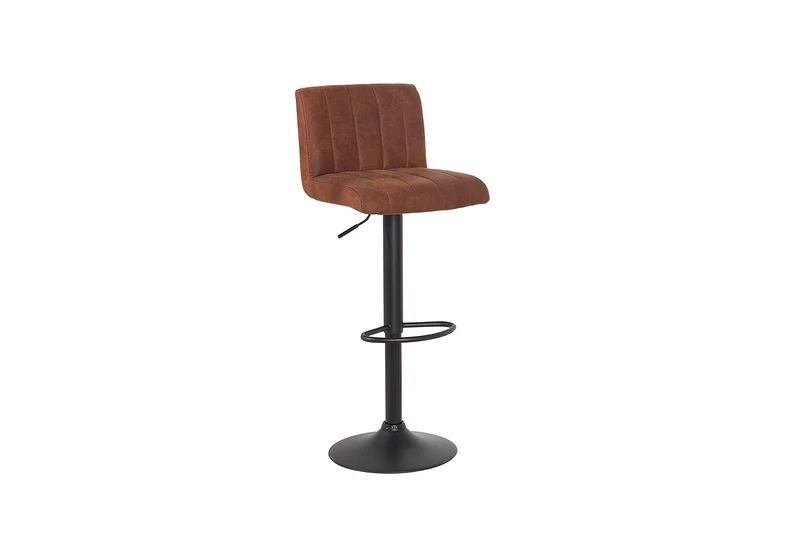 Tabouret de bar pivotant PORTLAND chaise de bar en microfibre marron vintage avec dossier réglable en hauteur