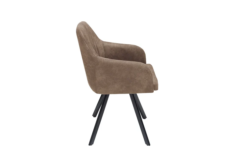 Chaise design rétro LUCCA en microfibre taupe antique avec accoudoirs matelassés et rembourrés