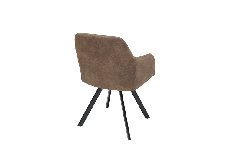 Chaise design rétro LUCCA en microfibre taupe antique avec accoudoirs matelassés et rembourrés