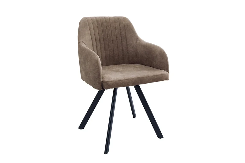 Chaise design rétro LUCCA en microfibre taupe antique avec accoudoirs matelassés et rembourrés