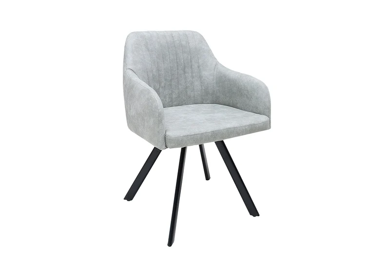 Chaise design rétro LUCCA en microfibre gris pierre avec accoudoirs matelassés et rembourrés