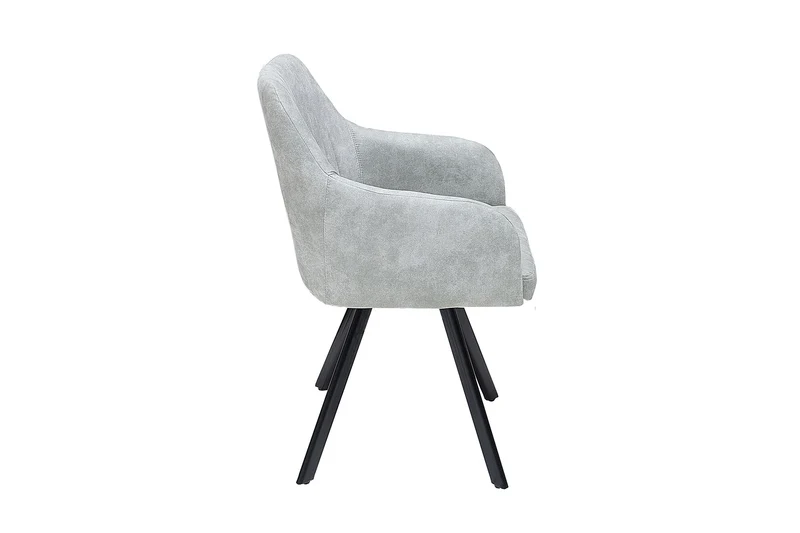Chaise design rétro LUCCA en microfibre gris pierre avec accoudoirs matelassés et rembourrés