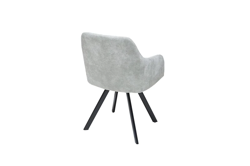 Chaise design rétro LUCCA en microfibre gris pierre avec accoudoirs matelassés et rembourrés