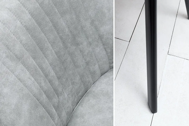 Chaise design rétro LUCCA en microfibre gris pierre avec accoudoirs matelassés et rembourrés
