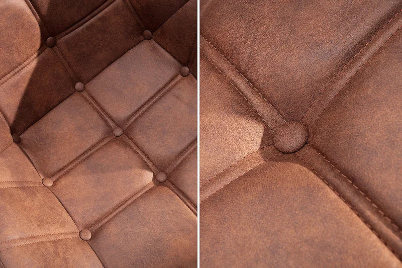 Chaise rétro THE DUTCH COURTURIER en microfibre marron antique avec accoudoirs et coutures décoratives