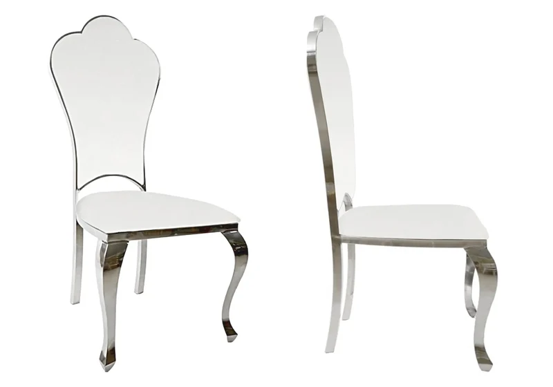 Chaises baroques médaillon en simili blanc argenté - Udo x4