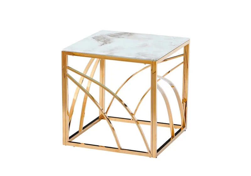 Petite table dorée marbre blanc - Lexie