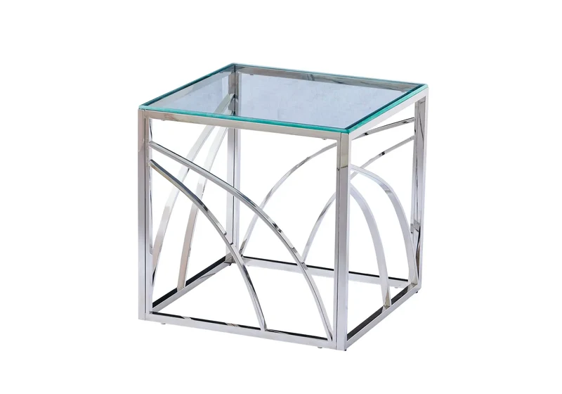 Petite table argentée en verre - Lexie