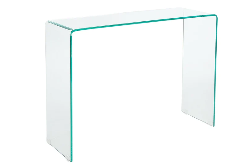 Table console extravagante en verre FANTOME 100cm table de bureau transparente tout en verre
