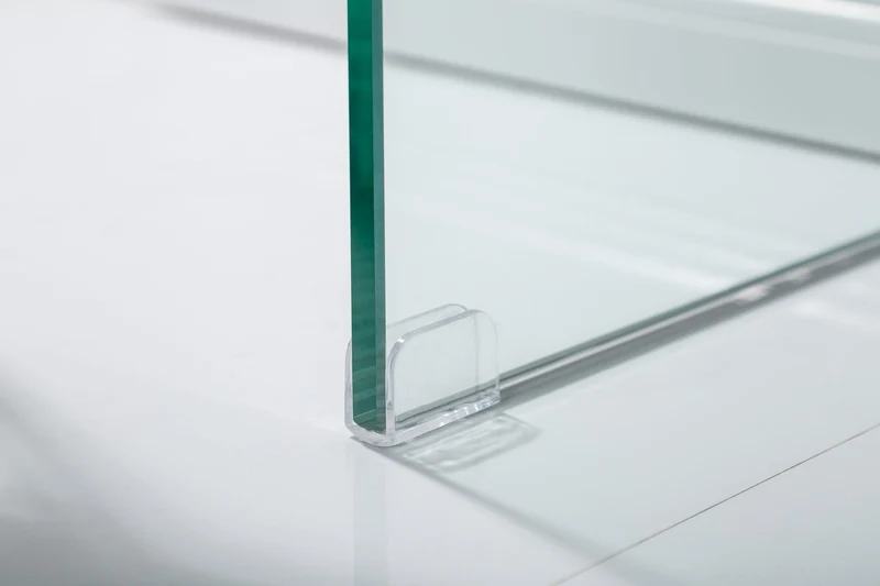 Table console extravagante en verre FANTOME 100cm table de bureau transparente tout en verre