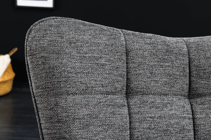 Fauteuil moderne SCANDINAVIA tissu structuré gris pieds en bois massif avec accoudoirs