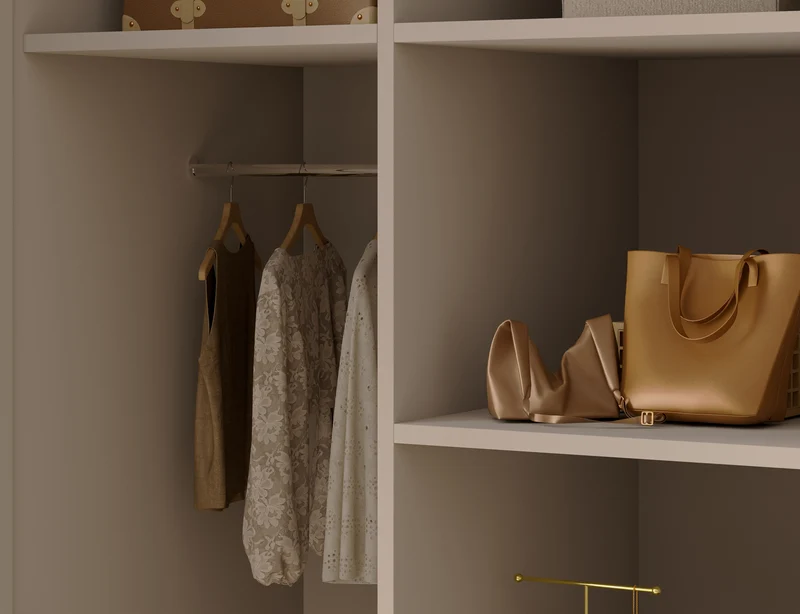 Armoire dressing Léana 100 cm – 2 portes, penderie, étagères, avec ou sans miroir