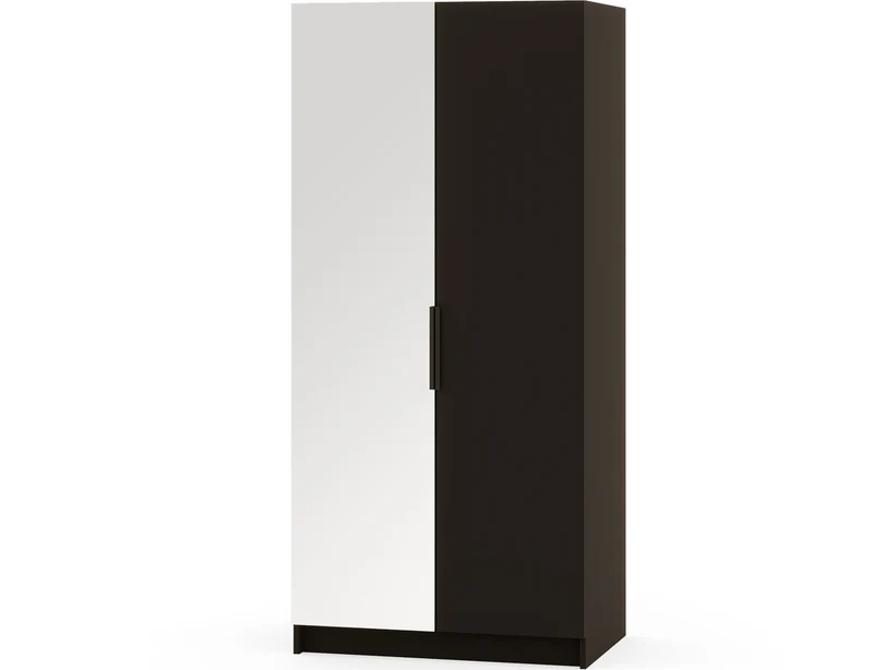 Armoire dressing Léana 100 cm – 2 portes, penderie, étagères, avec ou sans miroir