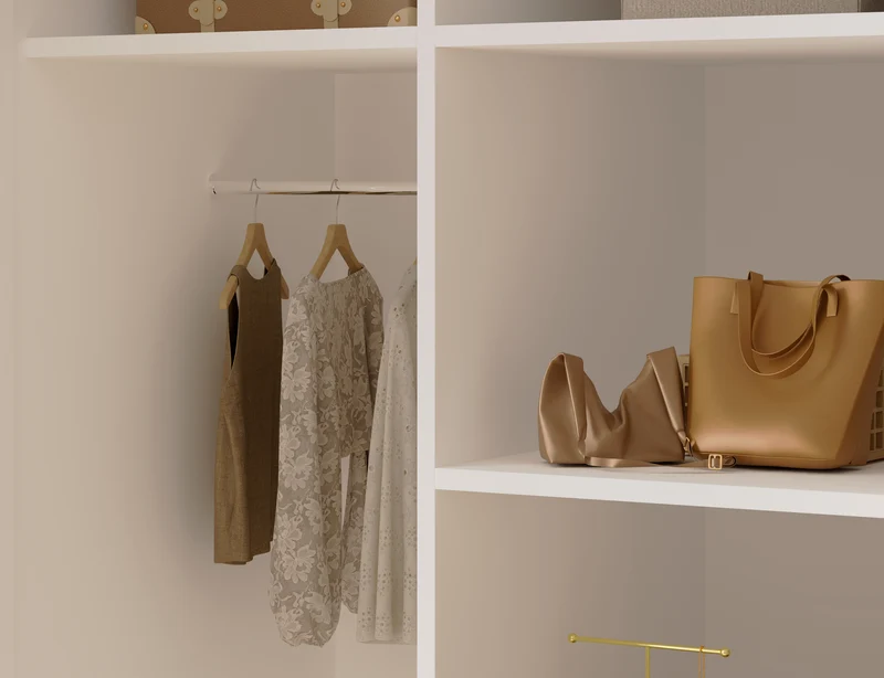 Armoire dressing Léana 100 cm – 2 portes, penderie, étagères, avec ou sans miroir