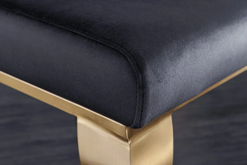 Lot de 2x chaises élégante MODERN BAROCK en velours noir, pieds en acier inoxydable