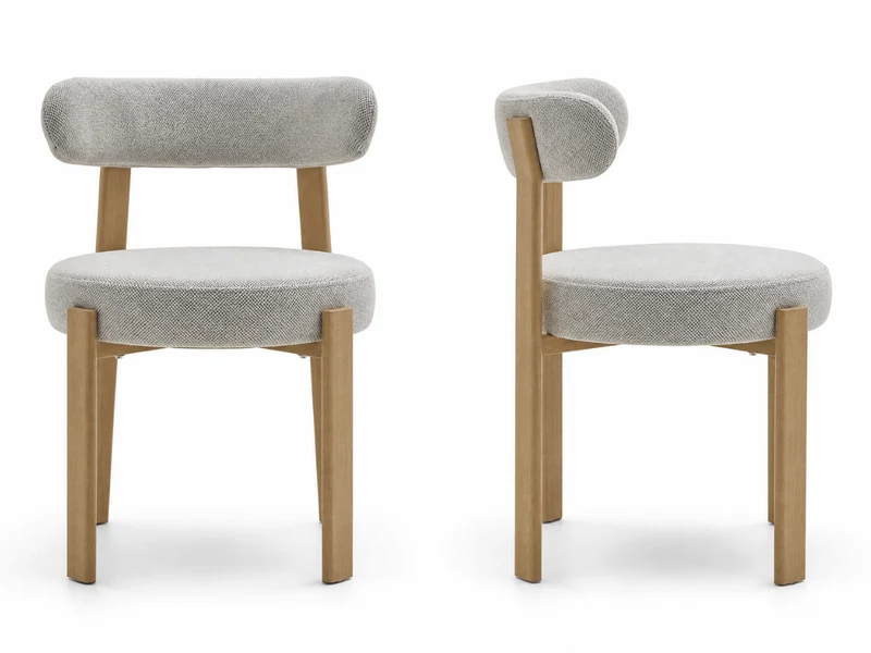Lot de 4 chaises Odéon – assise ronde, dossier enveloppant & pieds effet bois