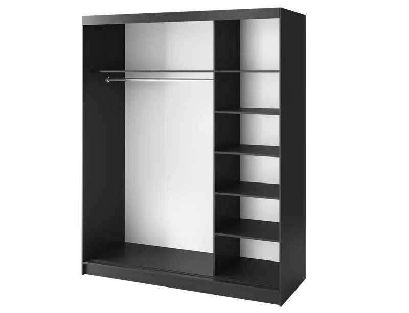 Armoire Dressing Coulissante 120 & 180 cm avec Miroir – Décor Chêne Artisan & Structure Noir Mat - VARELLA