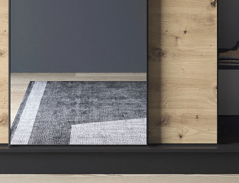 Armoire Dressing Coulissante 120 & 180 cm avec Miroir – Décor Chêne Artisan & Structure Noir Mat - VARELLA